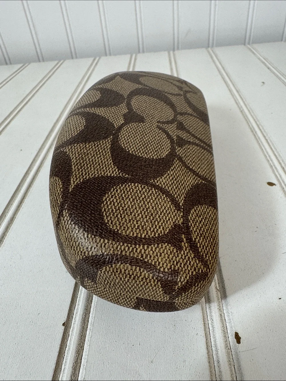 Coach CC Hard Clamshell Eye Glass Case ONLY lens cloth included Brown Tan